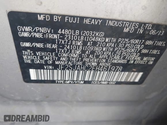 ✅ 2014 Subaru Forester Limited • VIN: JF2SJAHC2EH461978 • Lot: 43779138. Listed on IAAI with 162,384 mi. Free auction sales archive from the USA and detailed vehicle history report at DreamBid. Image 9.