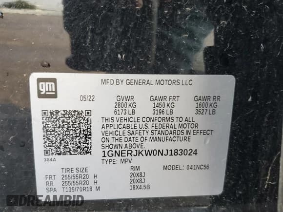 ✅ 2022 Chevrolet Traverse RS • VIN: 1GNERJKW0NJ183024 • Lot: 59904995. Wystawiony na Copart z przebiegiem Nie podano. Bezpłatny archiwum sprzedaży aukcyjnych z USA i szczegółowy raport historii pojazdu na DreamBid. Zdjęcie 13.