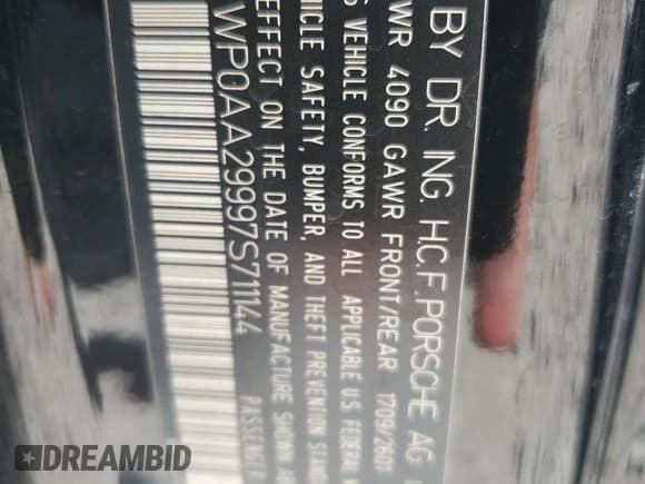 ✅ 2007 Porsche 911 Carrera • VIN: WP0AA29997S711144 • Лот: 56411825. Опубликован ранее на Copart с пробегом Не указан. Бесплатный доступ к архиву аукционных продаж из США и подробный отчёт об истории автомобиля на DreamBid. Изображение 13.