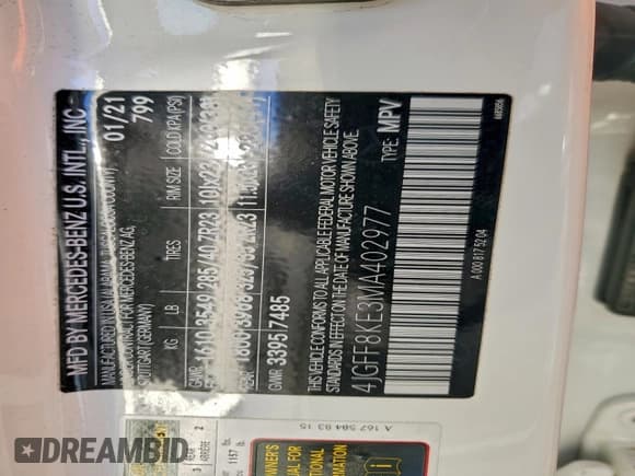 ✅ 2021 Mercedes-Benz GLS 63 AMG • VIN: 4JGFF8KE3MA402977 • Lot: 94962485. Wystawiony na Copart z przebiegiem 58 955 mil. Bezpłatny archiwum sprzedaży aukcyjnych z USA i szczegółowy raport historii pojazdu na DreamBid. Zdjęcie 13.