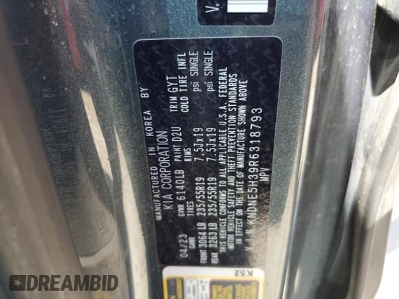 ✅ 2024 Kia Carnival SX • VIN: KNDNE5H39R6318793 • Лот: 65808655. Опубликован ранее на Copart с пробегом 57 648 миль. Бесплатный доступ к архиву аукционных продаж из США и подробный отчёт об истории автомобиля на DreamBid. Изображение 13.