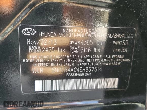 ✅ 2014 Hyundai Sonata GLS • VIN: 5NPEB4AC4EH857514 • Lot: 76908064. Listed on Copart with 120,814 mi. Free auction sales archive from the USA and detailed vehicle history report at DreamBid. Image 13.
