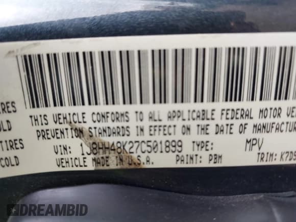 ✅ 2007 Jeep Commander Sport • VIN: 1J8HH48K27C501899 • Lot: 42204806. Listed on IAAI with 154,919 mi. Free auction sales archive from the USA and detailed vehicle history report at DreamBid. Image 9.