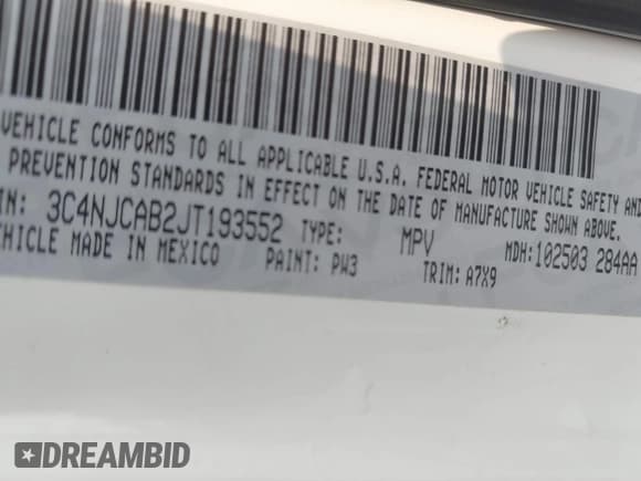 ✅ 2018 Jeep Compass Sport • VIN: 3C4NJCAB2JT193552 • Lot: 43104099. Wystawiony na IAAI z przebiegiem 102 200 mil. Bezpłatny archiwum sprzedaży aukcyjnych z USA i szczegółowy raport historii pojazdu na DreamBid. Zdjęcie 9.