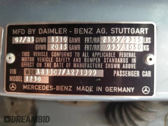 ✅ 1985 Mercedes-Benz 300 • VIN: WDBAB33C7FA271399 • Lot: 60481895. Listed on Copart with 149,286 mi. Free auction sales archive from the USA and detailed vehicle history report at DreamBid. Image 13.