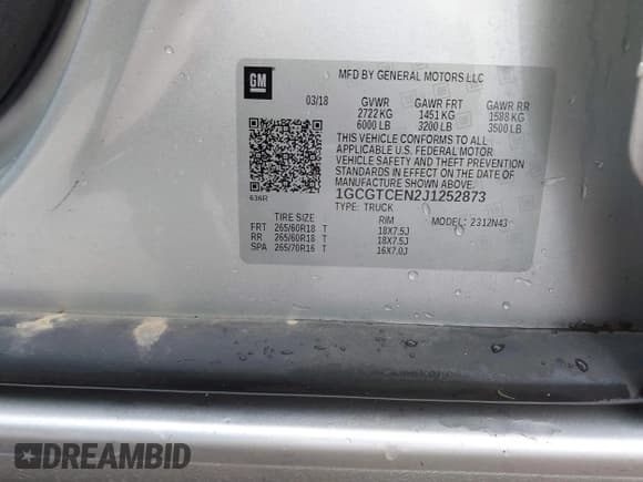 ✅ 2018 Chevrolet Colorado 4WD LT • VIN: 1GCGTCEN2J1252873 • Лот: 43782665. Опубликован ранее на IAAI с пробегом 52 415 миль. Бесплатный доступ к архиву аукционных продаж из США и подробный отчёт об истории автомобиля на DreamBid. Изображение 9.