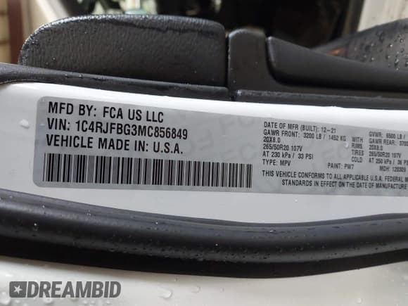 ✅ 2021 Jeep Grand Cherokee Limited • VIN: 1C4RJFBG3MC856849 • Лот: 42868161. Опубликован ранее на IAAI с пробегом 63 815 миль. Бесплатный доступ к архиву аукционных продаж из США и подробный отчёт об истории автомобиля на DreamBid. Изображение 9.