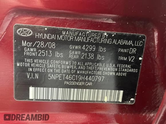 ✅ 2009 Hyundai Sonata GLS • VIN: 5NPET46C19H440797 • Лот: 84773694. Опубликован ранее на Copart с пробегом 54 454 миль. Бесплатный доступ к архиву аукционных продаж из США и подробный отчёт об истории автомобиля на DreamBid. Изображение 10.