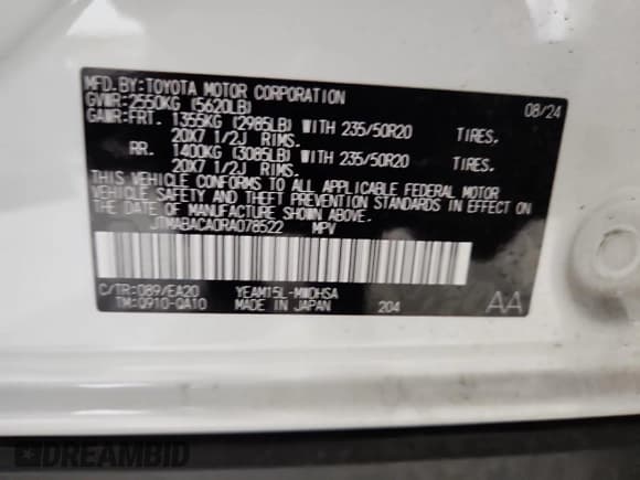 ✅ 2024 Toyota bZ4X Limited • VIN: JTMABACA0RA078522 • Lot: 87299115. Listed on Copart with 3,126 mi. Free auction sales archive from the USA and detailed vehicle history report at DreamBid. Image 13.