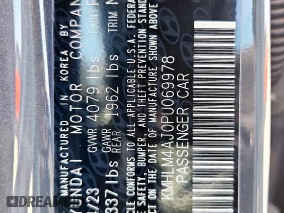 2023 Hyundai Elantra Blue with VIN KMHLM4AJ0PU069978, listed as a Copart auction lot 71498485 with 166,846 mi miles and Salvage title. Bid and sale history available at DreamBid. Image 13.