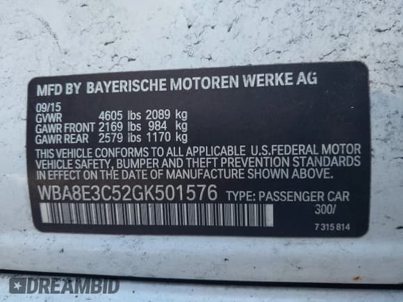 ✅ 2016 BMW 3 Series 328i xDrive • VIN: WBA8E3C52GK501576 • Лот: 41645961. Опубликован ранее на IAAI с пробегом 104 480 миль. Бесплатный доступ к архиву аукционных продаж из США и подробный отчёт об истории автомобиля на DreamBid. Изображение 9.