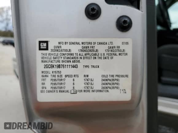 ✅ 2006 Chevrolet Silverado 1500 LS • VIN: 2GCEK19B761111443 • Lot: 78503734. Wystawiony na Copart z przebiegiem 185 283 mil mil. Skorzystaj z bezpłatnego archiwum sprzedaży aukcyjnych z USA i zobacz szczegółowy raport historii pojazdu na DreamBid. Zdjęcie 12.