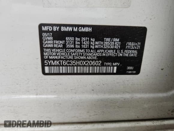 ✅ 2017 BMW X5 M • VIN: 5YMKT6C35H0X20602 • Лот: 70676915. Опубликован ранее на Copart с пробегом 73 910 миль. Бесплатный доступ к архиву аукционных продаж из США и подробный отчёт об истории автомобиля на DreamBid. Изображение 14.