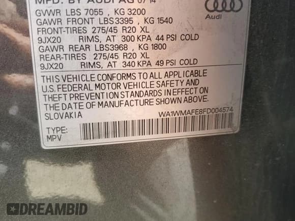 ✅ 2015 Audi Q7 Prestige • VIN: WA1WMAFE8FD004574 • Lot: 68303595. Listed on Copart with 134,790 mi. Free auction sales archive from the USA and detailed vehicle history report at DreamBid. Image 13.