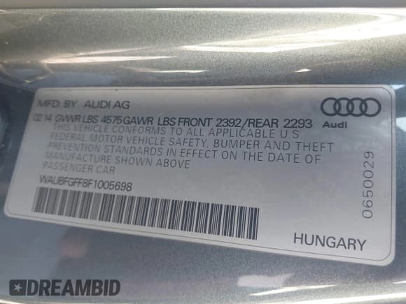 ✅ 2015 Audi A3 Premium • VIN: WAUBFGFF8F1005698 • Лот: 43382266. Опубликован ранее на IAAI с пробегом 104 435 миль. Бесплатный доступ к архиву аукционных продаж из США и подробный отчёт об истории автомобиля на DreamBid. Изображение 9.
