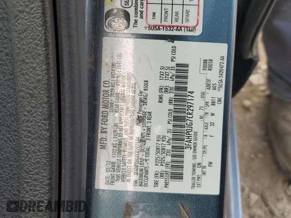 ✅ 2012 Ford Fusion SEL • VIN: 3FAHP0JG7CR297174 • Lot: 55469005. Listed on Copart with 129,434 mi. Free auction sales archive from the USA and detailed vehicle history report at DreamBid. Image 12.