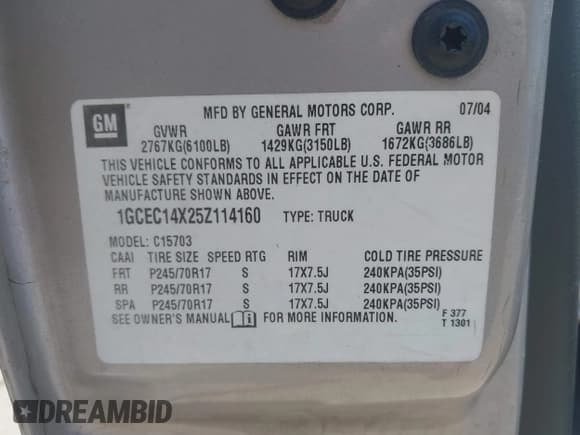 ✅ 2005 Chevrolet Silverado 1500 Work Truck • VIN: 1GCEC14X25Z114160 • Лот: 42547154. Опубликован ранее на IAAI с пробегом Не указан. Бесплатный доступ к архиву аукционных продаж из США и подробный отчёт об истории автомобиля на DreamBid. Изображение 9.