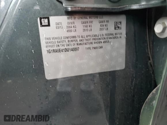 ✅ 2013 Chevrolet Volt • VIN: 1G1RA6E41DU140097 • Lot: 77883014. Wystawiony na Copart z przebiegiem 86 716 mil. Bezpłatny archiwum sprzedaży aukcyjnych z USA i szczegółowy raport historii pojazdu na DreamBid. Zdjęcie 12.