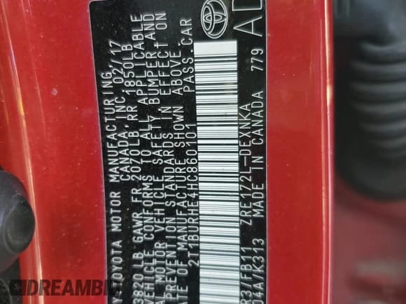 ✅ 2017 Toyota Corolla LE • VIN: 2T1BURHE4HC860101 • Lot: 86529565. Wystawiony na Copart z przebiegiem 159 371 mil. Bezpłatny archiwum sprzedaży aukcyjnych z USA i szczegółowy raport historii pojazdu na DreamBid. Zdjęcie 12.