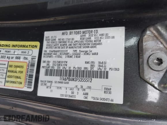 ✅ 2015 Ford Mustang V6 • VIN: 1FA6P8AM3F5355512 • Lot: 43756482. Wystawiony na IAAI z przebiegiem 135 283 mil. Bezpłatny archiwum sprzedaży aukcyjnych z USA i szczegółowy raport historii pojazdu na DreamBid. Zdjęcie 9.