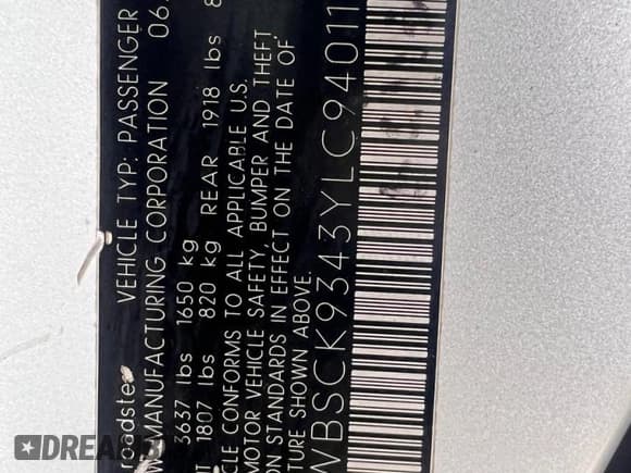 ✅ 2000 BMW Z3 M Roadster • VIN: WBSCK9343YLC94011 • Lot: 89451865. Listed on Copart with 125,777 mi. Free auction sales archive from the USA and detailed vehicle history report at DreamBid. Image 10.