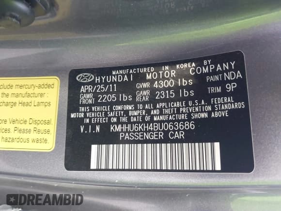 ✅ 2011 Hyundai Genesis Coupe Track • VIN: KMHHU6KH4BU063686 • Лот: 43118306. Опубликован ранее на IAAI с пробегом 58 345 миль. Бесплатный доступ к архиву аукционных продаж из США и подробный отчёт об истории автомобиля на DreamBid. Изображение 9.