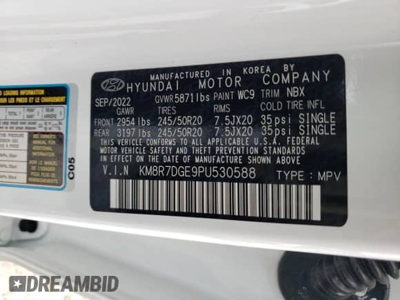 2023 Hyundai Palisade Calligraphy with VIN KM8R7DGE9PU530588, listed as a Copart auction lot 69381364 with 29,752 mi miles and Salvage title. Bid and sale history available at DreamBid. Image 14.