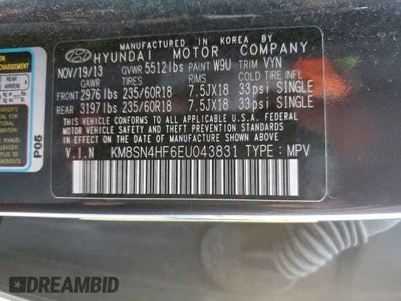 ✅ 2014 Hyundai Santa Fe GLS • VIN: KM8SN4HF6EU043831 • Лот: 91802765. Опубликован ранее на Copart с пробегом 170 070 миль. Бесплатный доступ к архиву аукционных продаж из США и подробный отчёт об истории автомобиля на DreamBid. Изображение 13.