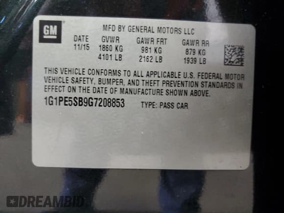 ✅ 2016 Chevrolet Cruze LT • VIN: 1G1PE5SB9G7208853 • Lot: 66636813. Listed on Copart with 112,402 mi. Free auction sales archive from the USA and detailed vehicle history report at DreamBid. Image 12.