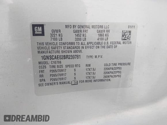 ✅ 2011 Chevrolet Tahoe LS • VIN: 1GNSCAE02BR239781 • Lot: 43739566. Wystawiony na IAAI z przebiegiem Nie podano. Bezpłatny archiwum sprzedaży aukcyjnych z USA i szczegółowy raport historii pojazdu na DreamBid. Zdjęcie 9.