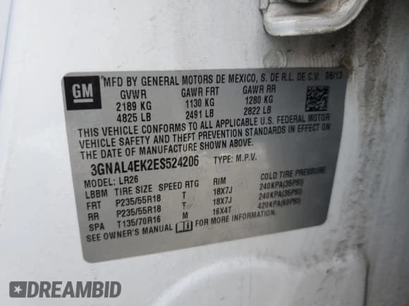 ✅ 2014 Chevrolet Captiva Sport LTZ • VIN: 3GNAL4EK2ES524206 • Lot: 89101475. Wystawiony na Copart z przebiegiem 194 300 mil. Bezpłatny archiwum sprzedaży aukcyjnych z USA i szczegółowy raport historii pojazdu na DreamBid. Zdjęcie 12.