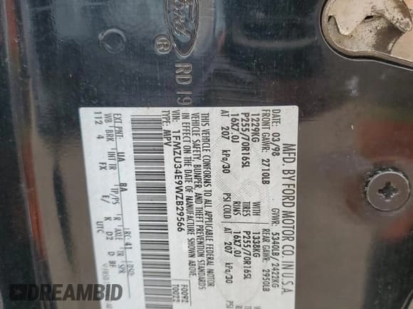 ✅ 1998 Ford Explorer XL • VIN: 1FMZU34E9WZB29566 • Lot: 58847655. Listed on Copart with 144,480 mi. Free auction sales archive from the USA and detailed vehicle history report at DreamBid. Image 12.