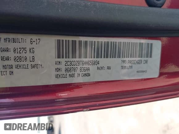 ✅ 2017 Dodge Challenger R/T Plus • VIN: 2C3CDZBT6HH656034 • Lot: 42190220. Listed on IAAI with 92,614 mi. Free auction sales archive from the USA and detailed vehicle history report at DreamBid. Image 9.