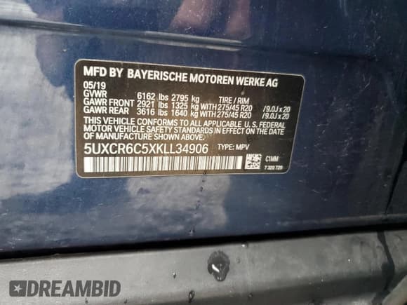 ✅ 2019 BMW X5 xDrive40i • VIN: 5UXCR6C5XKLL34906 • Lot: 93311075. Wystawiony na Copart z przebiegiem 159 461 mil. Bezpłatny archiwum sprzedaży aukcyjnych z USA i szczegółowy raport historii pojazdu na DreamBid. Zdjęcie 13.