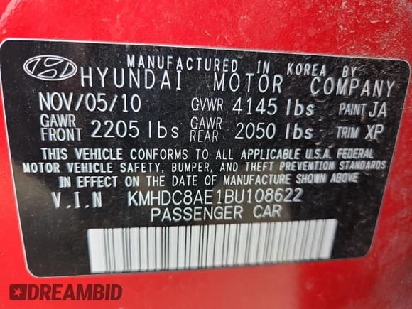 ✅ 2011 Hyundai Elantra SE • VIN: KMHDC8AE1BU108622 • Lot: 66855745. Listed on Copart with 126,714 mi. Free auction sales archive from the USA and detailed vehicle history report at DreamBid. Image 12.
