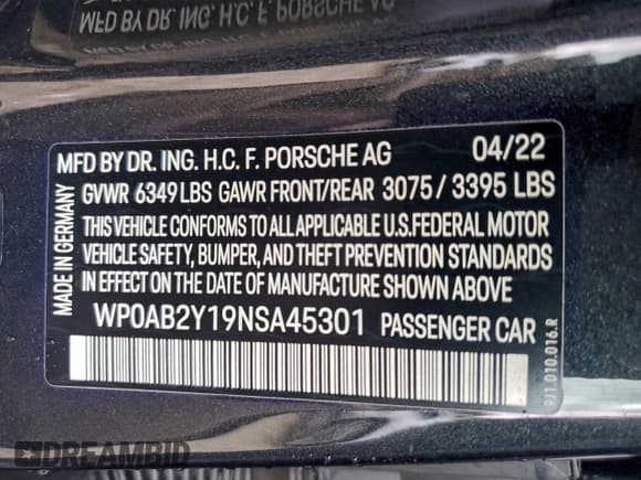 ✅ 2022 Porsche Taycan 4S • VIN: WP0AB2Y19NSA45301 • Lot: 93955035. Wystawiony na Copart z przebiegiem Nie podano. Bezpłatny archiwum sprzedaży aukcyjnych z USA i szczegółowy raport historii pojazdu na DreamBid. Zdjęcie 12.
