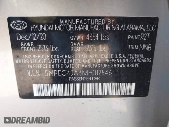 ✅ 2021 Hyundai Sonata SE • VIN: 5NPEG4JA3MH102546 • Лот: 43503138. Размещён на IAAI с пробегом 87 142 миль миль. Получите бесплатный доступ к архиву аукционных продаж из США и посмотрите подробный отчёт об истории автомобиля на DreamBid. Изображение 9.