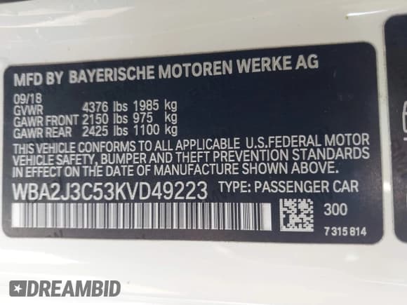 ✅ 2019 BMW 2 Series 230i xDrive • VIN: WBA2J3C53KVD49223 • Lot: 42166115. Listed on IAAI with 55,303 mi. Free auction sales archive from the USA and detailed vehicle history report at DreamBid. Image 9.
