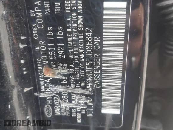 2015 Hyundai Genesis 3.8L z VIN KMHGN4JE5FU086842, wystawiony jako Copart lot #79109154 z przebiegiem 289 974 mil mil oraz Szkoda całkowita • Salvage title. Historia ofert i sprzedaży dostępna na DreamBid. Obrazek 12.