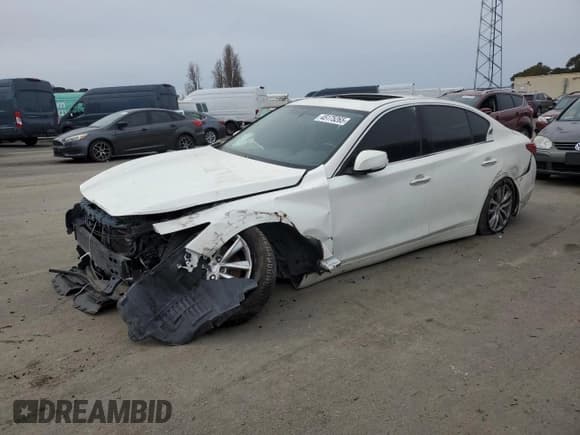 ✅ 2014 Infiniti Q50 Premium • VIN: JN1BV7AP9EM690090 • Lot: 45175265. Listed on Copart with 112,994 mi. Free auction sales archive from the USA and detailed vehicle history report at DreamBid. Image 1.