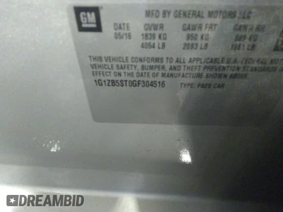 ✅ 2016 Chevrolet Malibu LS • VIN: 1G1ZB5ST0GF304516 • Lot: 36091815. Wystawiony na IAAI z przebiegiem 148 891 mil. Bezpłatny archiwum sprzedaży aukcyjnych z USA i szczegółowy raport historii pojazdu na DreamBid. Zdjęcie 9.