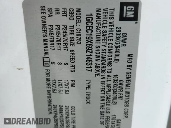 ✅ 2009 Chevrolet Silverado 1500 Work Truck • VIN: 1GCEC19X69Z146317 • Lot: 68902815. Wystawiony na Copart z przebiegiem 279 371 mil. Bezpłatny archiwum sprzedaży aukcyjnych z USA i szczegółowy raport historii pojazdu na DreamBid. Zdjęcie 12.