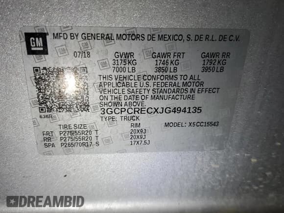 ✅ 2018 Chevrolet Silverado 1500 LT • VIN: 3GCPCRECXJG494135 • Лот: 70415734. Опубликован ранее на Copart с пробегом Не указан. Бесплатный доступ к архиву аукционных продаж из США и подробный отчёт об истории автомобиля на DreamBid. Изображение 12.
