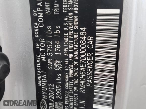 ✅ 2013 Hyundai Elantra GS • VIN: KMHDH6AE7DU008484 • Lot: 47803425. Listed on Copart with 58,205 mi. Free auction sales archive from the USA and detailed vehicle history report at DreamBid. Image 14.