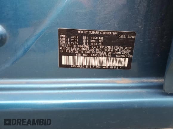 ✅ 2018 Subaru Impreza • VIN: 4S3GTAA62J3727476 • Лот: 91066815. Опубликован ранее на Copart с пробегом 79 952 миль. Бесплатный доступ к архиву аукционных продаж из США и подробный отчёт об истории автомобиля на DreamBid. Изображение 12.