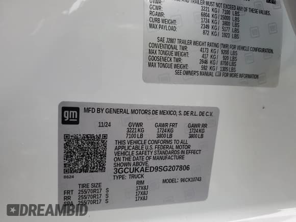 ✅ 2025 Chevrolet Silverado 1500 • VIN: 3GCUKAED9SG207806 • Лот: 86225355. Опубликован ранее на Copart с пробегом 1 170 миль. Бесплатный доступ к архиву аукционных продаж из США и подробный отчёт об истории автомобиля на DreamBid. Изображение 13.