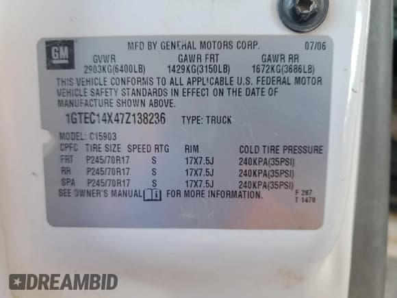 ✅ 2007 GMC Sierra 1500 Work Truck • VIN: 1GTEC14X47Z138236 • Лот: 89714375. Опубликован ранее на Copart с пробегом Не указан. Бесплатный доступ к архиву аукционных продаж из США и подробный отчёт об истории автомобиля на DreamBid. Изображение 12.