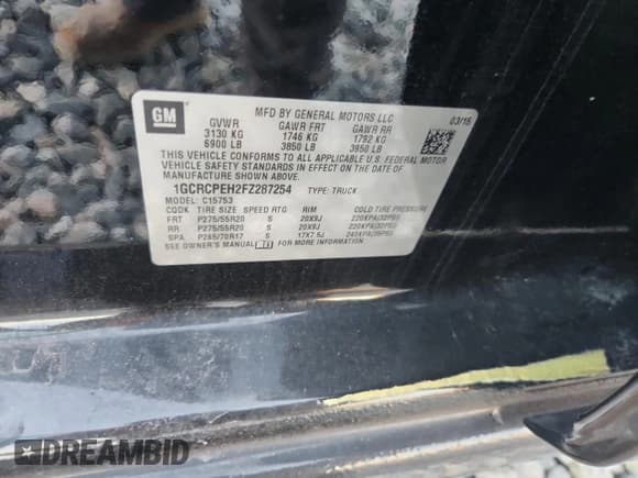 ✅ 2015 Chevrolet Silverado 1500 Work Truck • VIN: 1GCRCPEH2FZ287254 • Lot: 90711095. Listed on Copart with 219,356 mi. Free auction sales archive from the USA and detailed vehicle history report at DreamBid. Image 12.