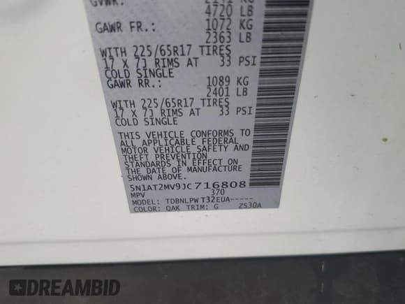 ✅ 2018 Nissan Rogue S • VIN: 5N1AT2MV9JC716808 • Лот: 68998605. Опубликован ранее на Copart с пробегом 98 099 миль. Бесплатный доступ к архиву аукционных продаж из США и подробный отчёт об истории автомобиля на DreamBid. Изображение 12.