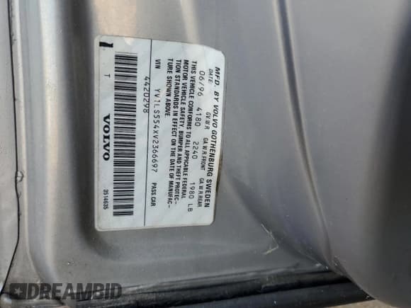 ✅ 1997 Volvo 850 GT • VIN: YV1LS554XV2366697 • Лот: 77491004. Опубликован ранее на Copart с пробегом 176 738 миль. Бесплатный доступ к архиву аукционных продаж из США и подробный отчёт об истории автомобиля на DreamBid. Изображение 12.